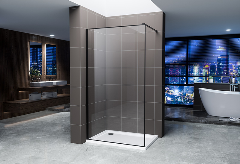 A20P-3 HITAM 6/8/10mm Kaca Walk In Shower Enclosure