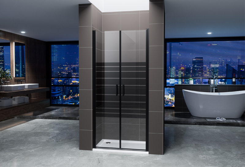 A342-4 5/6mm Matt Black Pivot Shower Screen