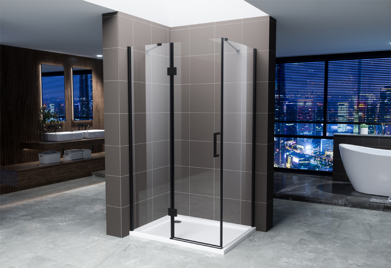 A522-15 6mm Matt Black Rectangle Pivot Shower Enclosure