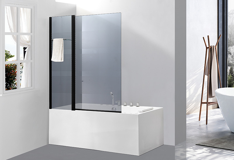 542-8 5/6mm Black Shower Glass Tub Screen Dengan Towel Bar