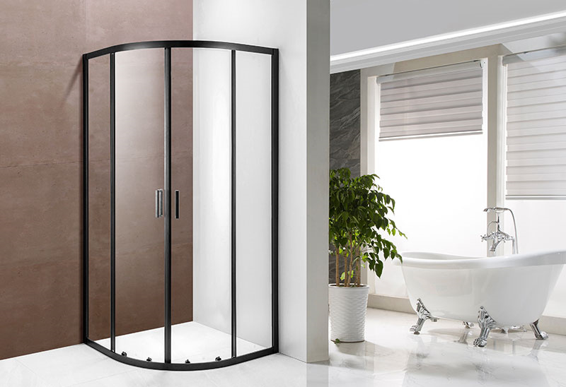 A1211 4/5/6mm Pintu Kaca Kuadran Sliding Shower Enclosure Hitam