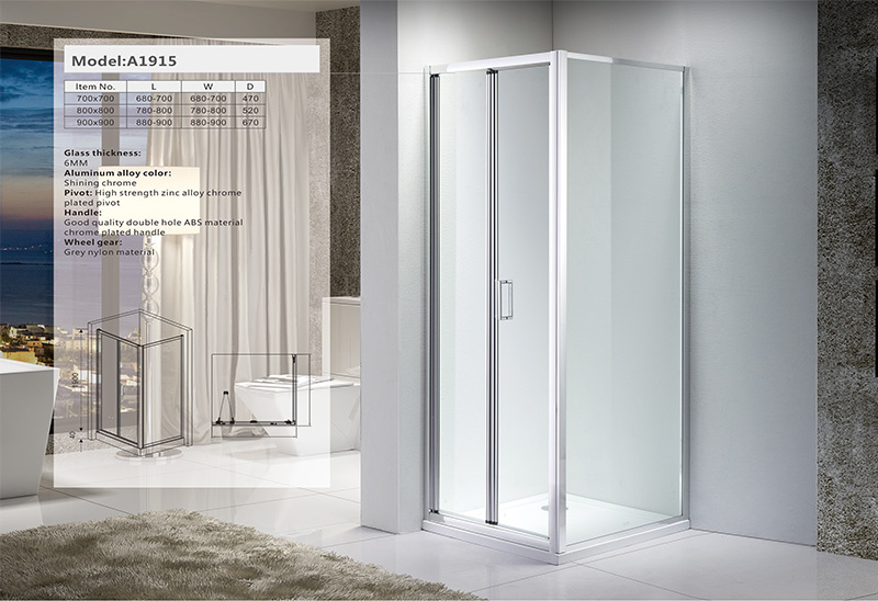 A1815 6mm Persegi Panjang Kandang Sliding Shower Box