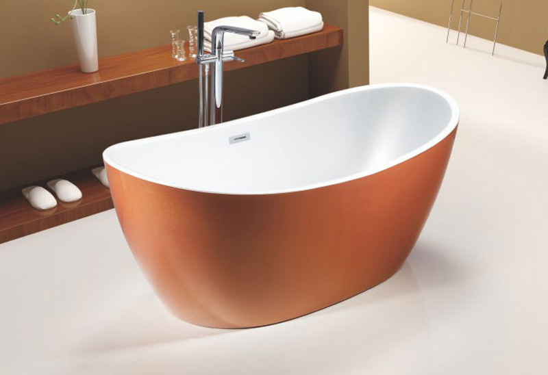 59 63 67 Bathtub Berdiri Bebas Mutiara Akrilik Emas Mewah