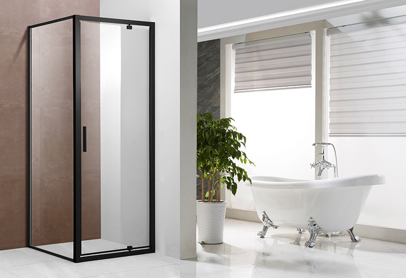 A1424 4/5/6mm Glass Pivot Black Shower Enclosure